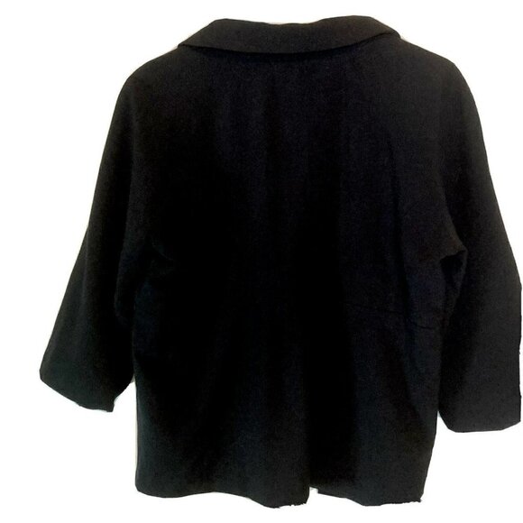 WD NY Women’s  Empire 3-Button Collared  Crop Black Blazer Lined Jacket Size 10 - Picture 2 of 10